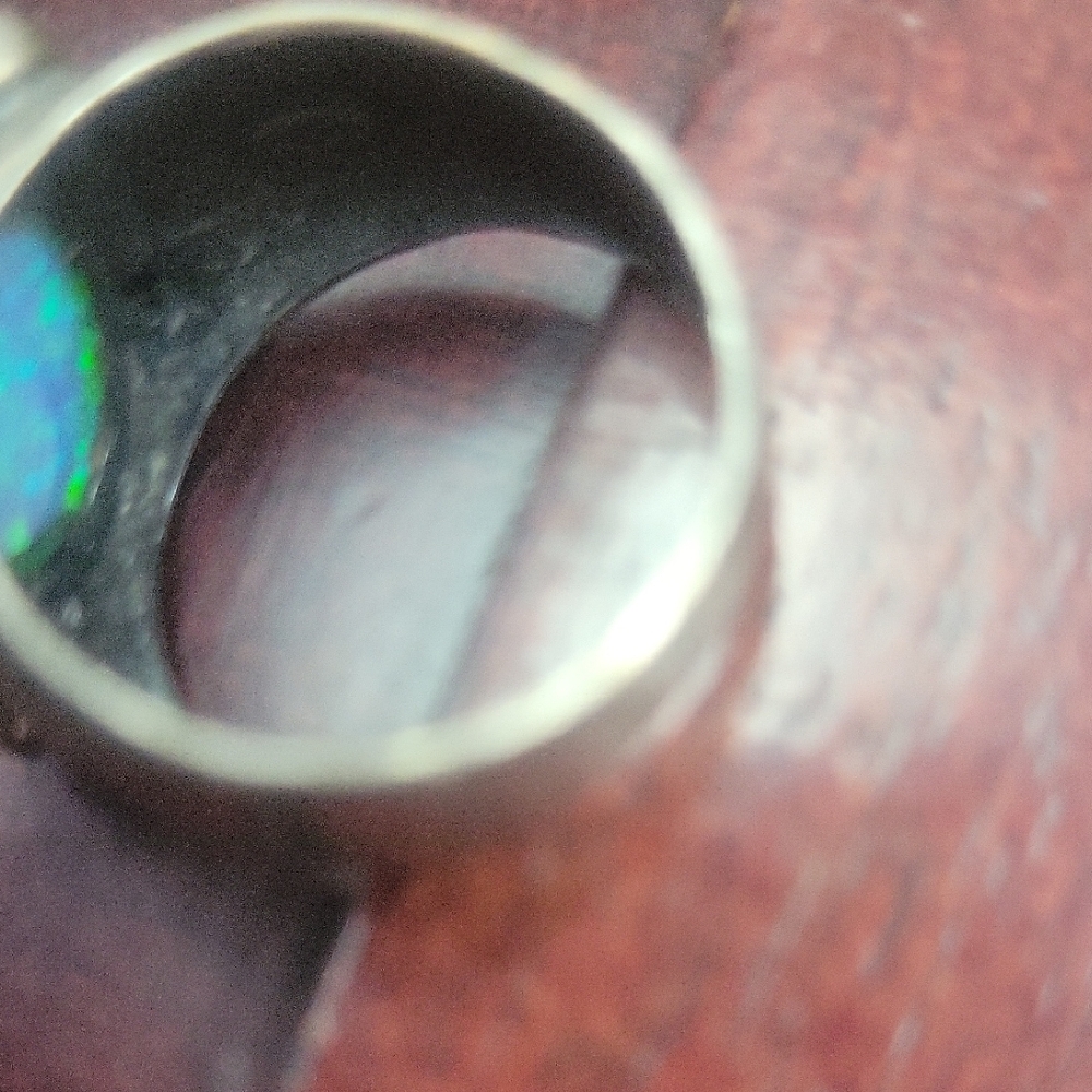 Luminous Silver Ring With Blue Opal - image 3